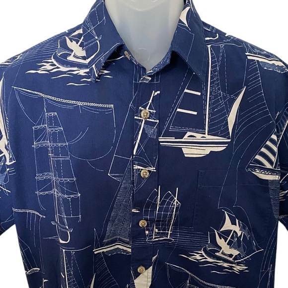 COOKE STREET Sailing Sailboats Aloha Hawaiian Shirt Men M Medium - Picture 2 of 6